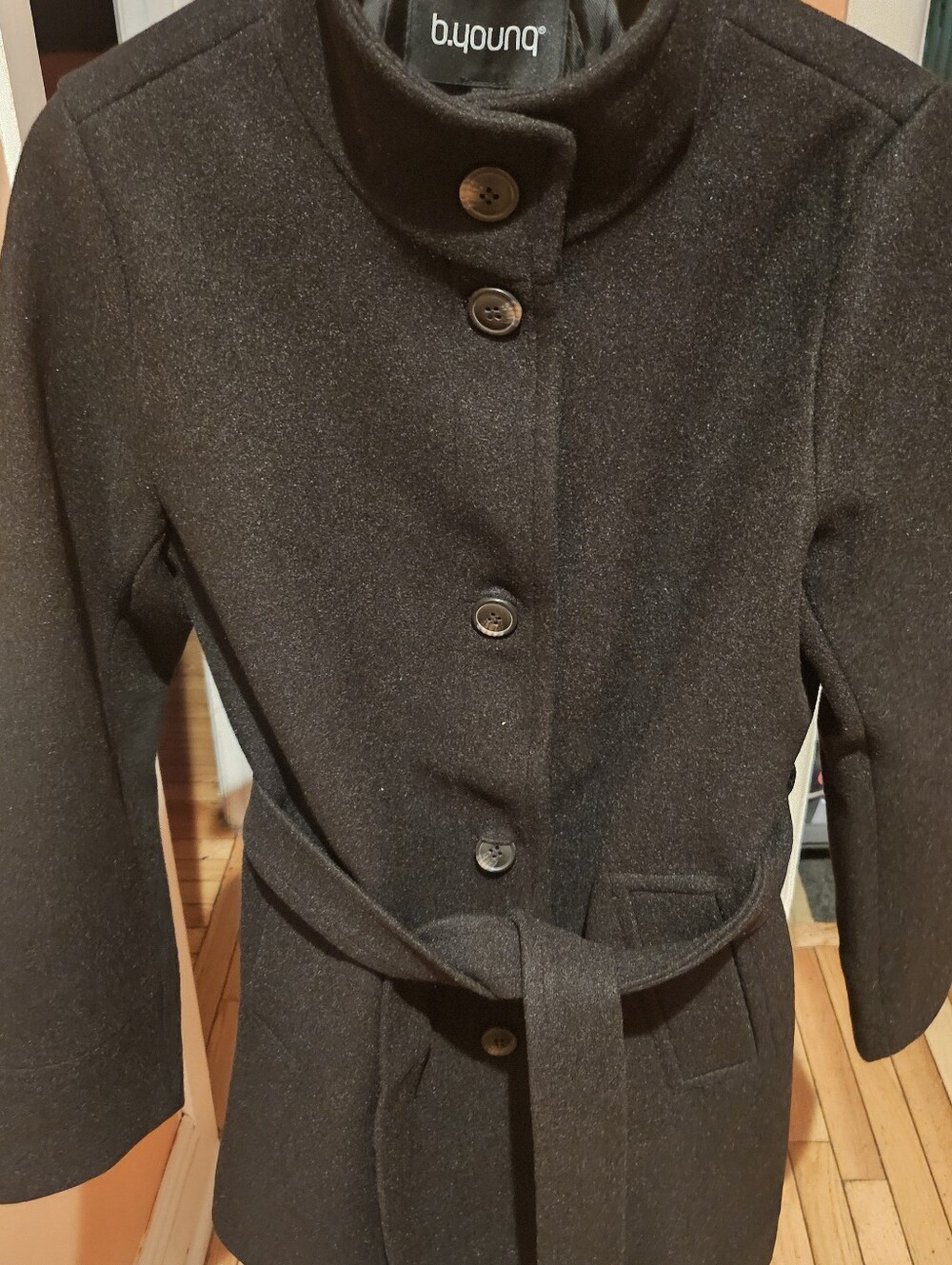 Women's Black Belted Trench Coat